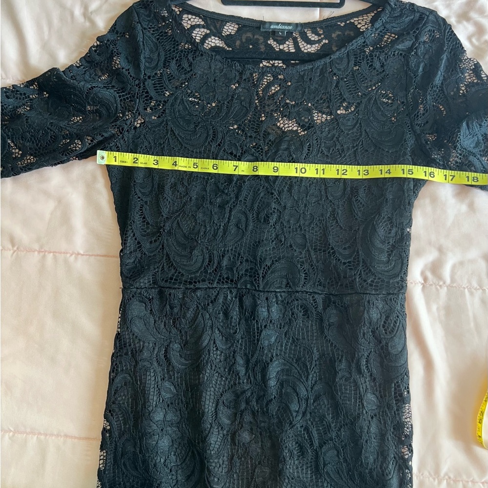 Ambiance Black Long Sleeve Lace Dress – Size L - Picture 8 of 9